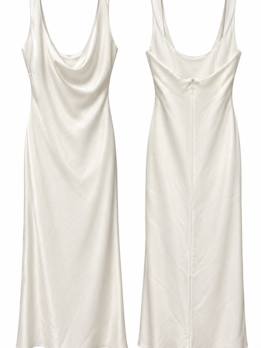 Lulu's Ivory Satin Cowl Slip Dress